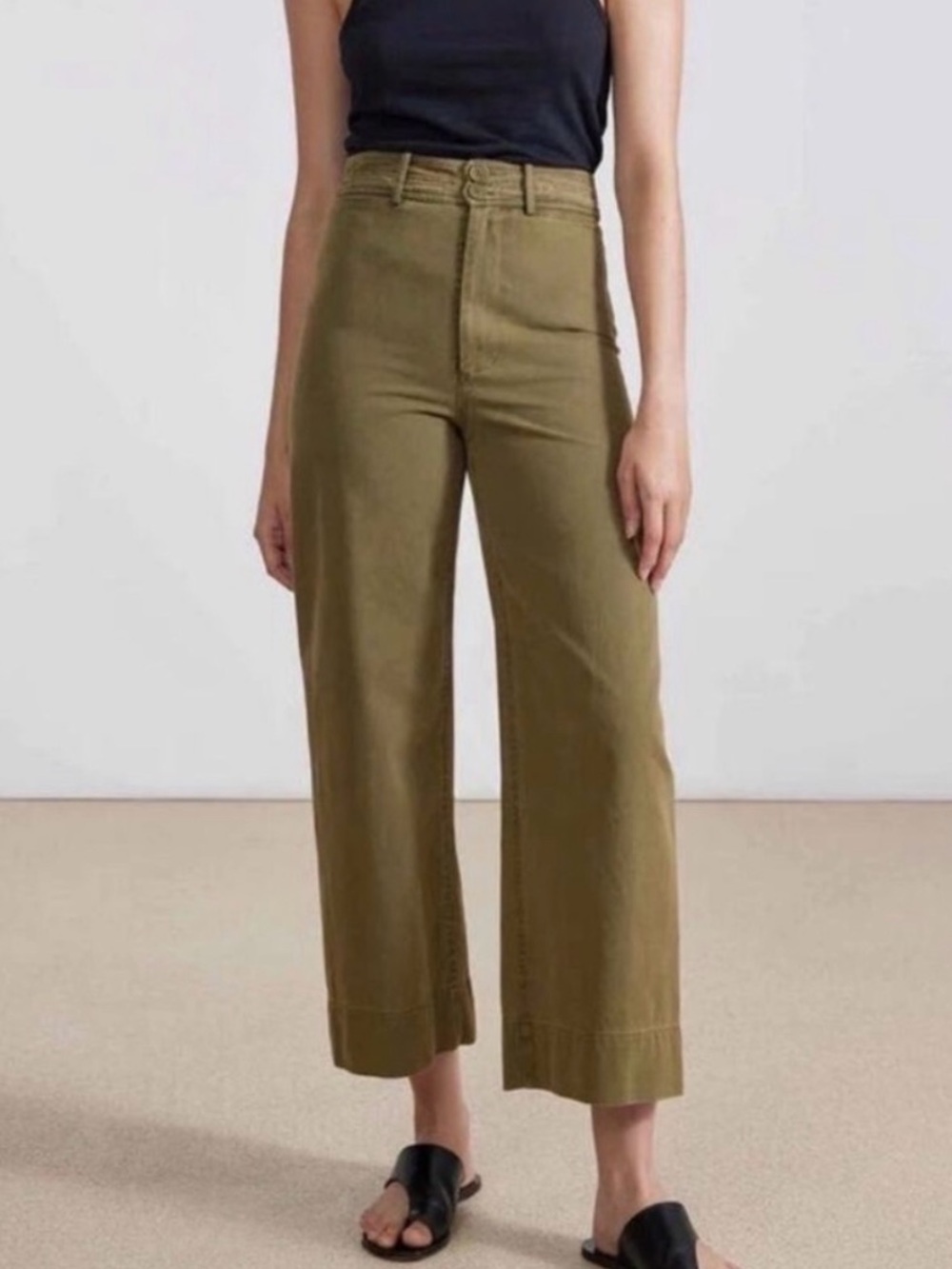 APiece Apart Olive Green Merida High Rise Wide Leg Trouser Pants Sz 8